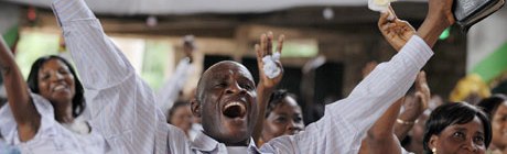 The congregation of a church in Ghana