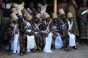 Krobo girls undergo an initiation to symbolize their entrance into adulthood