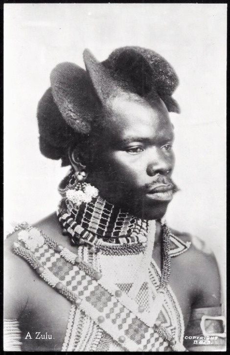 Zulu man with an elaborate hairdo
