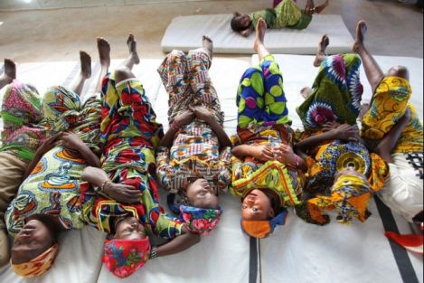 Fistula patients doing physiotherapy exercises in Jahun, Nigeria. Photo by Penny Bradfield 