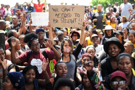 A protest at a university in South Africa